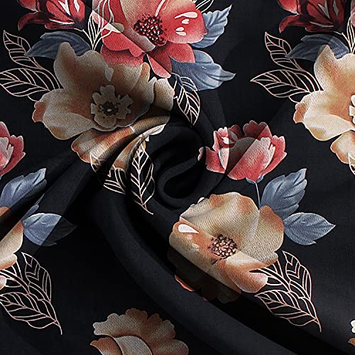 Image of King Size Bedsheet Cotton for Double Bed | Flat - 90x100 Inch, Floral, Soft & Breathable, Fade & Shrink Resistant, 2 Pillow Covers (Jet Black)