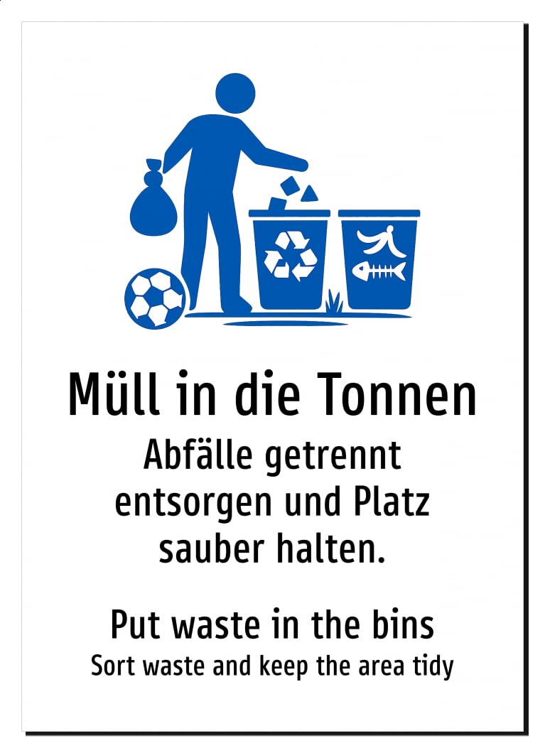 52024-DEEN-S-07 | Müll in die Tonnen Schild Deutsch Englisch