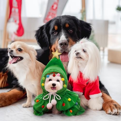 Disfraz Navidad para perro pequeño y gato con capa y pompón miniatura 2