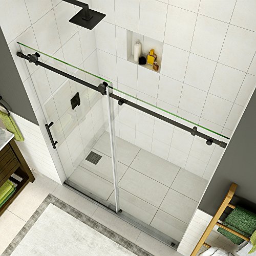 Aston Sdr984Ez-Orb-48-10 Coraline 44" To 48" X 76" Completely Frameless Sliding Shower Door With Starcast Clear Glass, Oil Rubbed Bronze #TOP1