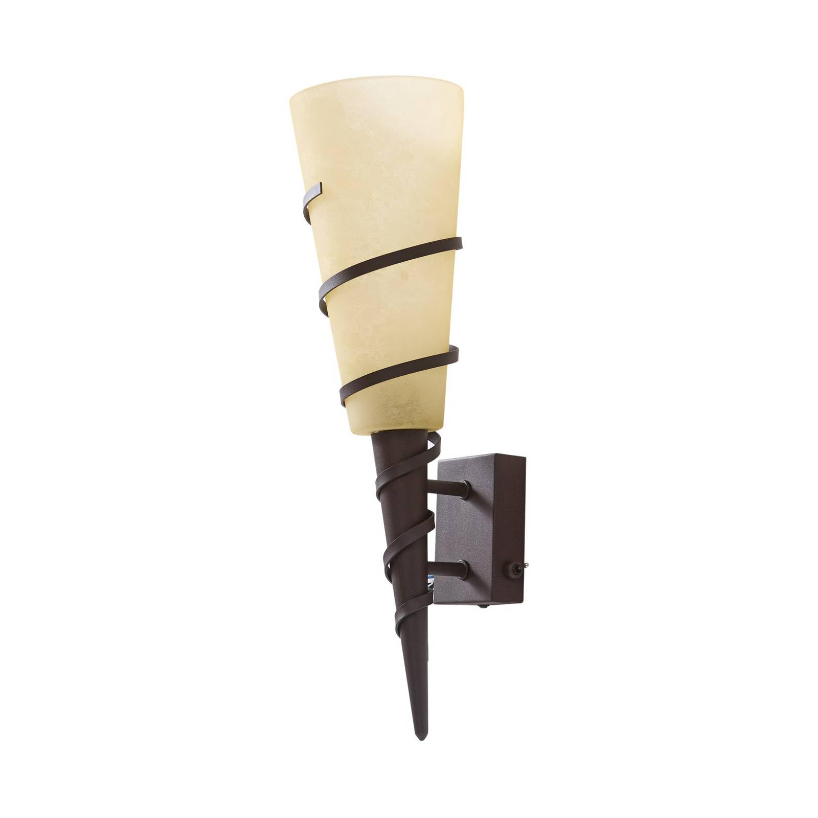Lindby Glas Wandlampe rostfarben, Wandleuchte innen Wandfackel Uplight Effekt Wandbeleuchtung Wohnzimmer Esszimmer Flur 1x E14 ohne Leuchtmittel
