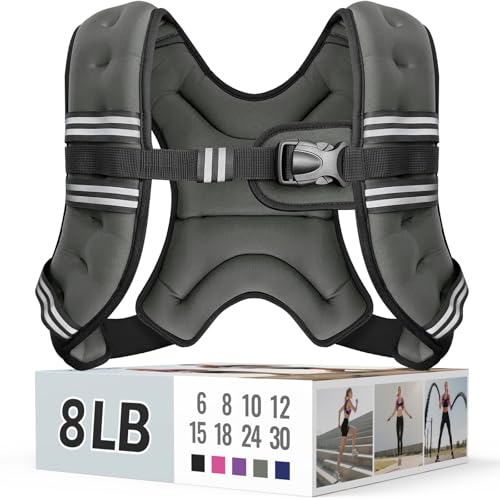 Image of Zeerun Weighted Vest, 6lb /8lb /10lb /12lb /15lb /18lb /20lb /24lb /30lb for Men Women, Reflective Stripe Adjustable Buckle, Comfortable Durable Rucking Vest for Walking Running Strength Training