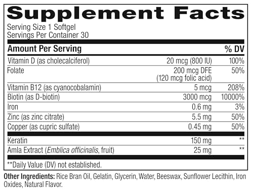 Olly 850004462676 Ultra Strength Hair Softgels, Supports Hair Health, Biotin, Keratin, Vitamin D thumb #4
