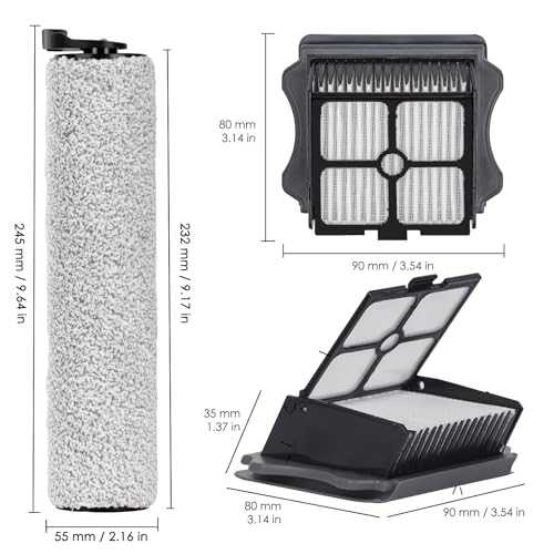 Image of (4 Pack) iFloor 3 Replacement Brush Rollers and HEPA Filters Compatible with Tineco Floor One S3 / iFloor 3, Cordless Wet Dry Vacuum Cleaner, Accessories Kit, 2 Brush Rollers, 2 HEPA Filters