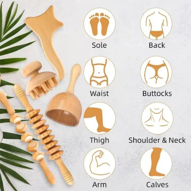 Acuworld 5pcs Lymphatic Drainage Massager, Wooden Gua Sha Tool for Body, Manual Massage Scraper for Anti Cellulite and Relieve Muscle Fatigue, Body Gua Sha kit Acuworld 5pcs Lymphatic Drainage Massager, Wooden Gua Sha Tool for Body, Manual Massage Scraper for Anti Cellulite and Relieve Muscle Fatigue, Body Gua Sha kit