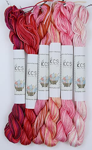 Image of KCS Big skeins of 25 Meters Size 25 Color Variegated Cross Stitch Stranded Threads,6 skeins,11