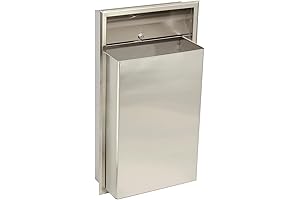 BOBRICK 3644 ClassicSeries Stainless Steel 12 Gallon Bathroom Recessed Trash Receptacle with Satin Finish
