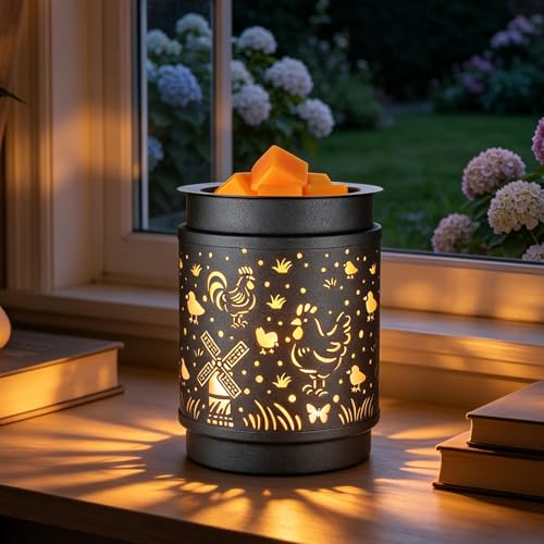 kaakuuki Metal Wax Warmer Electric scentsy Wax Warmer for Scented Wax melt Warmer Candle Wax Burner Candle Warmer Candle Melter for Home Office Dcor and Gifts for HolidayRooster