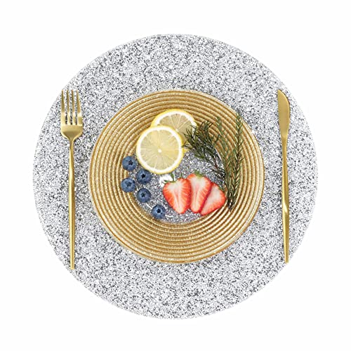 Maxcrystal Round Rhinestone Placemat Bling Crystal Placemat Glitter Table Mat For Kitchen Dining Room Wedding Banquets Sparkle Decoration cover