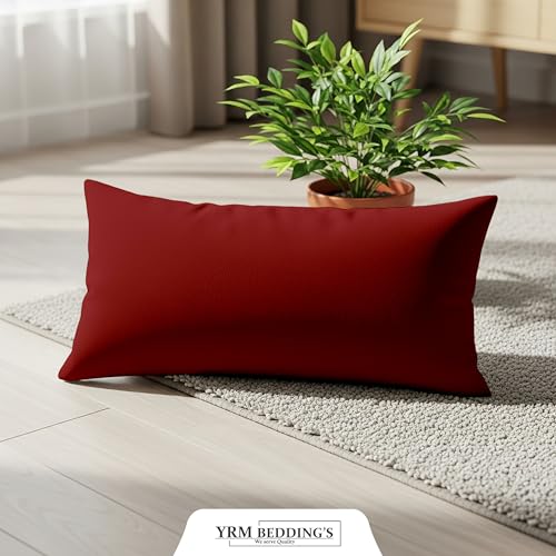 Image of YRM Bedding's - Egyptian Cotton 600TC Pillow Cover | Premium Pillowcases | Luxury Bedding-Export Collection | High Thread Count Durable & Breathable Covers - Burgundy | [20''x34''] Inches