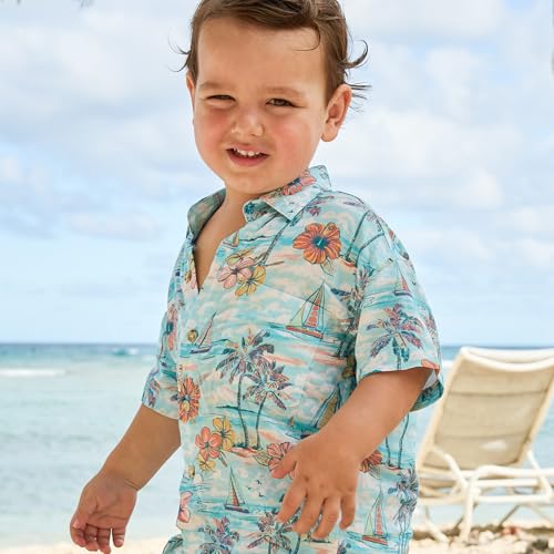 Boy's Hawaiian Shirt, Toddler Boy's Short Sleeve Button-Down Shirt, Soft Rayon, Regular and Relaxed Fit2