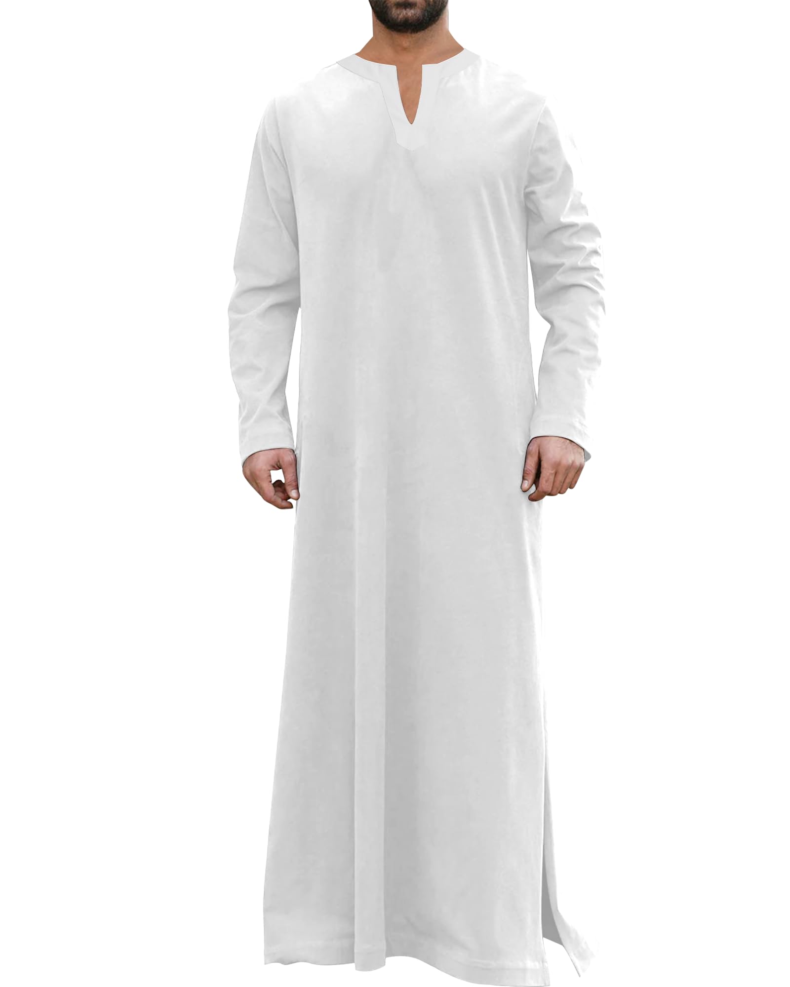 LVCBL Caftan à manches longues pour homme avec poches, coupe universelle, taille M à 3XL