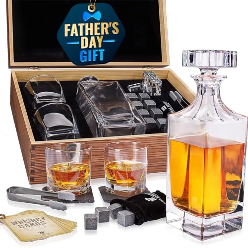 Whiskey Decanter Gift Set by Royal Reserve – Liquor Bourbon Decanter 24 oz 750 ml with Glasses...