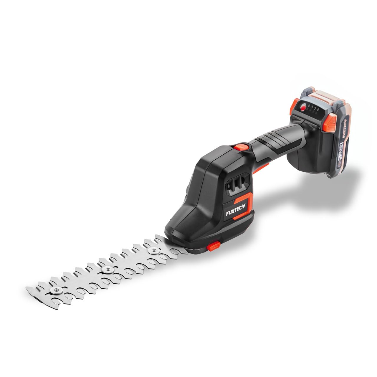 FUXTEC Tijeras de Podar a Batería 20V FX-E1HHS20 | Espada de 20 cm | Peso 0,67 kg | Incluye Accesorio Cortasetos y Cortabordes | Sin Batería ni Cargador