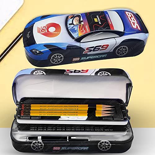 Image of FunBlast Metal Pencil Box - Car Shaped Pencil Case for Kids, Multi-Layer Pen and Pencil Box for School Kids, Stationery Organizer Box, Birthday Return Gift's (Random Color)