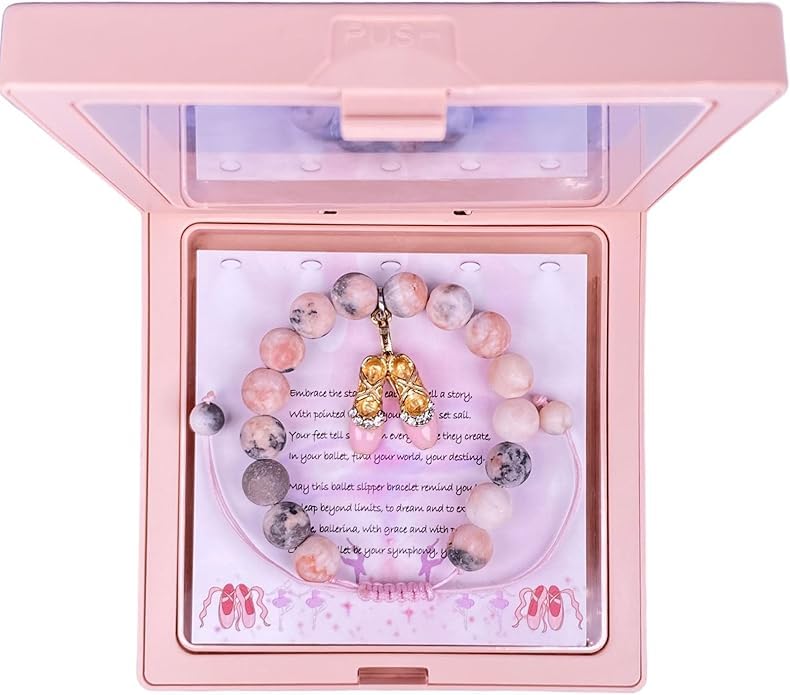 Image of Dance Recital Gifts for Girl - Natural Stone Dance Bracelet Ballerina Jewelry, Dancing School Competition Gifts for Dance Lover Ballet Teacher Friends Mate