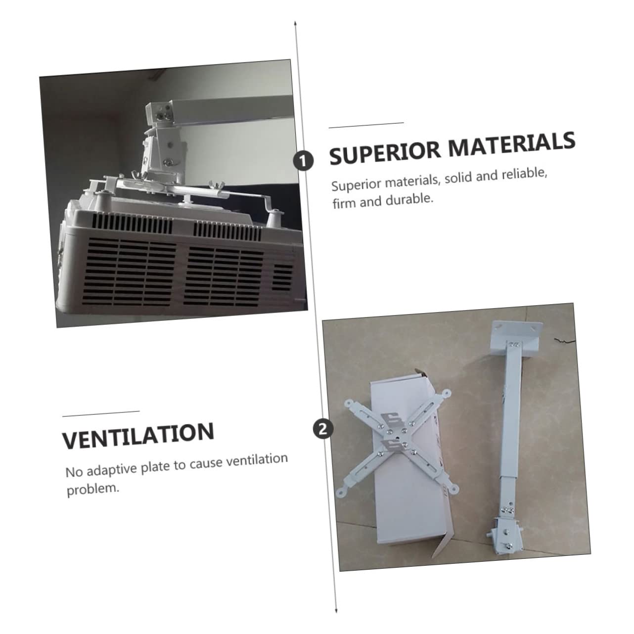 NUOBESTY Supporto da Soffitto per Proiettore Regolabile in Altezza in Acciaio Alta Resistenza Design Orientabile per Home Cinema