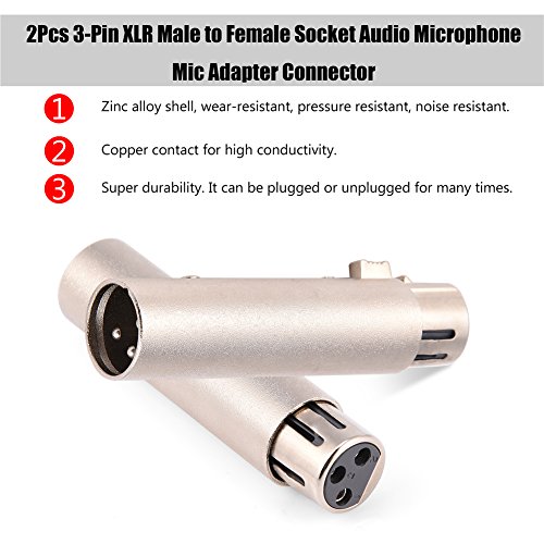 Conector XLR Macho a Hembra 3 Pines Paquete de 2 miniatura 2