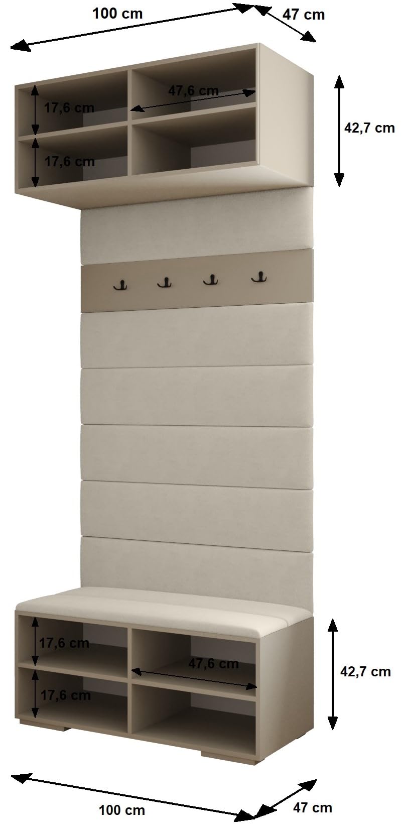 ABIKSMEBLE Inova 1 Ensemble de Meubles - Garde-Robe Moderne - pour Chambre à Coucher, Salon, Entrée, Chambre d'enfant - Meuble de Rangement pour Dressing - 236,7x250x47cm - Blanc, Manila 02, Or