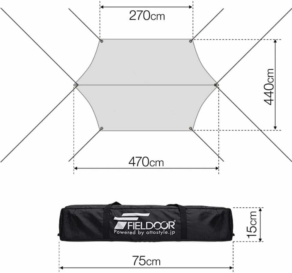 【未使用品】FIELD DOOR ヘキサタープ Mサイズ 440x470cm 未使用品】 FIELD DOOR ヘキサタープ Mサイズ 440x470cm