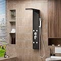 Shower Wall Panels with Rain Shower, Adjustable Rainfall Shower Head And 6 Body Jets, Shower Panel Tower System Waterfall Showerhead, Wall Mount for Home Hotel Resort Handheld Shower (Black & 4 Jet)