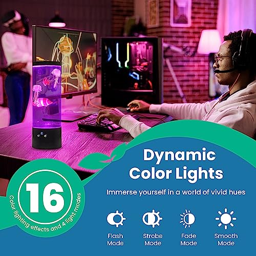 Greenway World - Jellyfish Lamp, Decorative Jellyfish Lava Lamp With Remote Control, Calming Lava Lamp For Kids And Adults, Fake Fish Tank Lamp With 16 Color-Changing Lights #TOP3