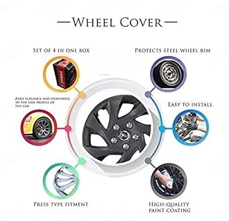 CARIZO 17 Inch Wheel Cover Cap (Design - GV 17 DC, Pack of 4) Compatible with Mahindra Scorpio N (2022)