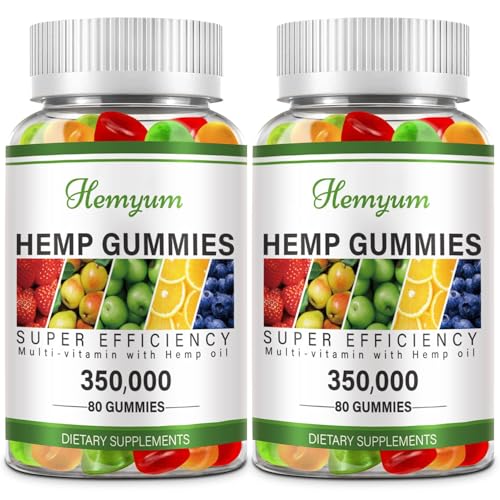 Hemp Gummies 2 Packs - for Sleep, Pain, Anxiety Relief - High Potency Pure Organic Supplement - with Natural Hemp Oil Extract Edible Gummy Vegan, Non-GMO