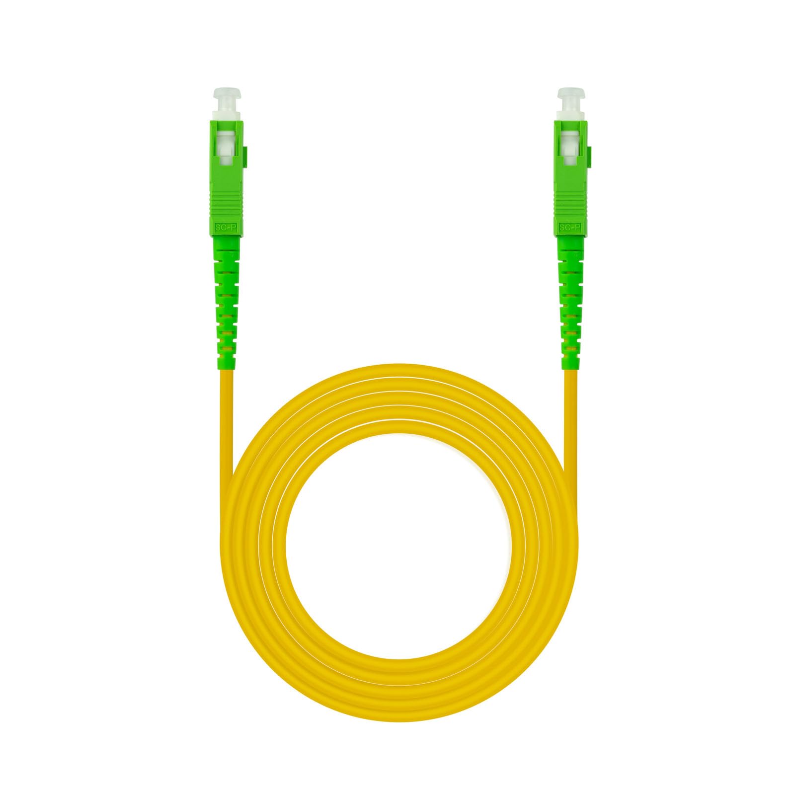 Ewent Cavo Fibra Ottica SC/APC per SC/APC 3 Metri, Simplex Monomodale 9/125, G.657A2, LSZH, Compatibile Con Tim, Vodafone, Wind e Tre, Giallo/Verde