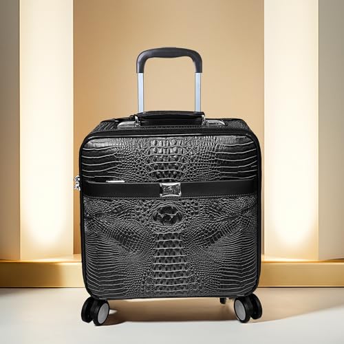 Image of THE CLOWNFISH Drift Small 16inch Cabin Trolley Bag for Travel|Hard Suitcase for Travel with Aluminium Trolley, Wheels, 360 Degree Rotation - Black