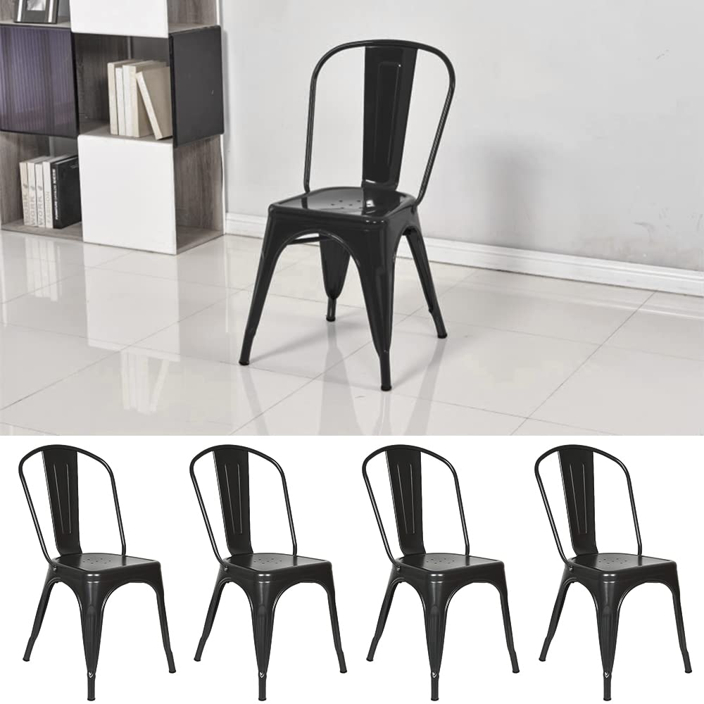 LANTUS Lot de 4 Chaises de Salle à Manger Empilables en Métal Style Industriel Vintage, Convient pour Une Utilisation Intérieure et Extérieure, Chaise de Jardin,85 * 45 * 45cm