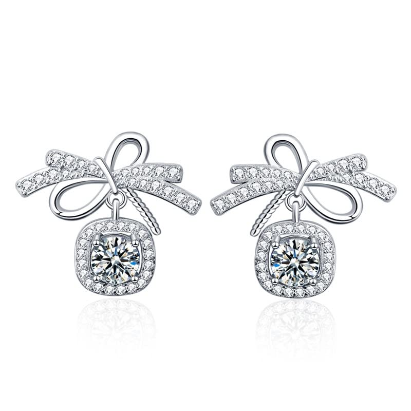 StarGems moissanite 0.5ct boucle d'oreille argent 925 plaqué platine B4644