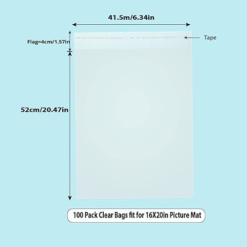 Miniatura 3 de Paquete de 100 bolsas de plástico transparentes de 16 13 x 20 12 pulgadas, bolsa de almacenamiento OPP para marcos de fotos de 16 x 20 pulgadas,