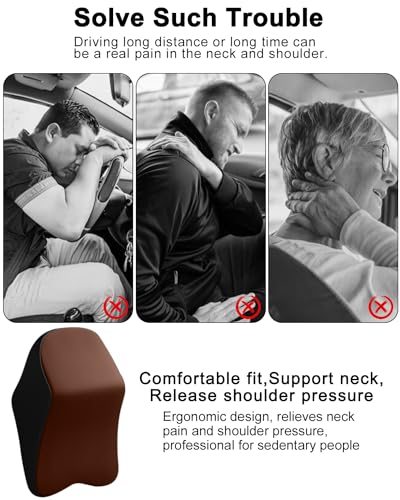 jutyum Auto Nackenkissen Kopfstütze, Memory Foam Kopfstütze Auto, Komfortabel und Atmungsaktiv Auto Kissen, Abnehmbarer Abdeckung (Schwarzer Kaffee)