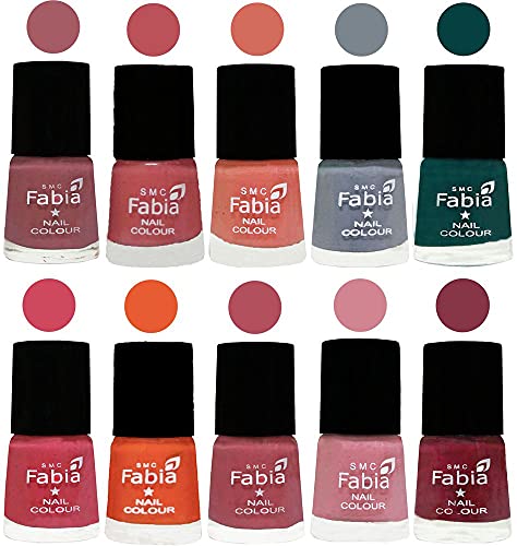 Image of ALL IN ONE (PACK OF 10), Long Lasting Glossy Nail Polish, 6 ml Each, All Vibrant Colours,01977