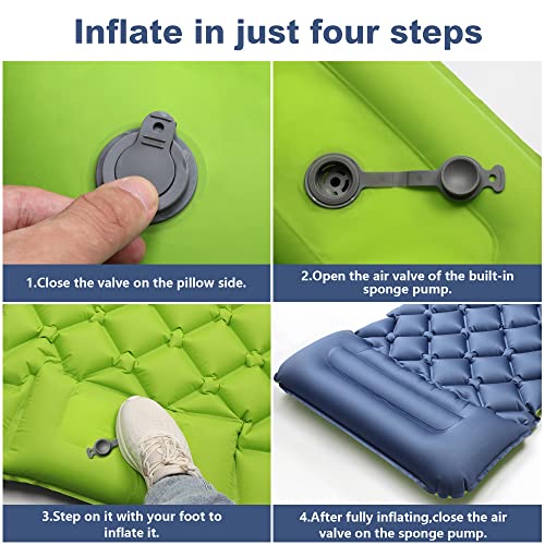 GEEDIAR Camping Mat - Inflatable Sleeping Mat with Pillow, Camping Mattress with Built-in Foot Pump, Ultralight Sleeping Pad Waterproof Self-Inflating Camping Mat for Backpacking, Camping, Hiking - Image 7