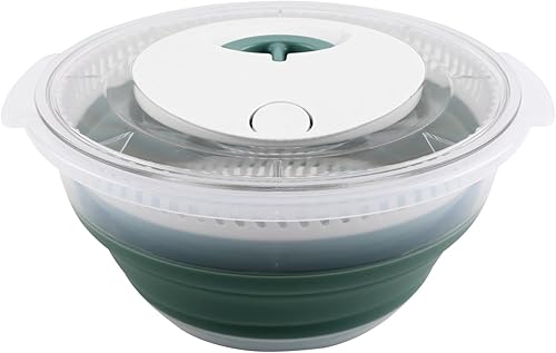 COOK WITH COLOR Spinner plegable para ensaladas, secadora de lechuga de 4 cuartos de galón que ahorra espacio con colador plegable ideal para lavar