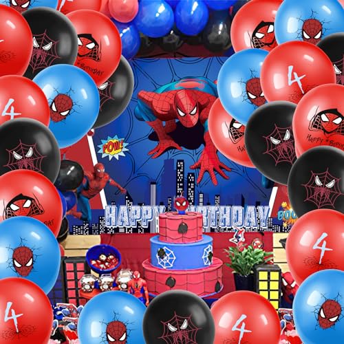 Zhihui ZZXSZ-5 Superhero Spiderman Birthday Decorations, Spiderman 5Th Birthday Balloons, 12Inch Red Black Blue Avengers Latex Balloons Party Decorations thumb #4