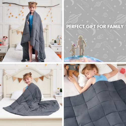 yescool Weighted Blanket 5 Pounds Cooling Weighted Lap Blanket, Grey Heavy Blanket for Sleeping, Weighted Throw Blanket Gift for 40-60lbs, 36"x48" - Image 5