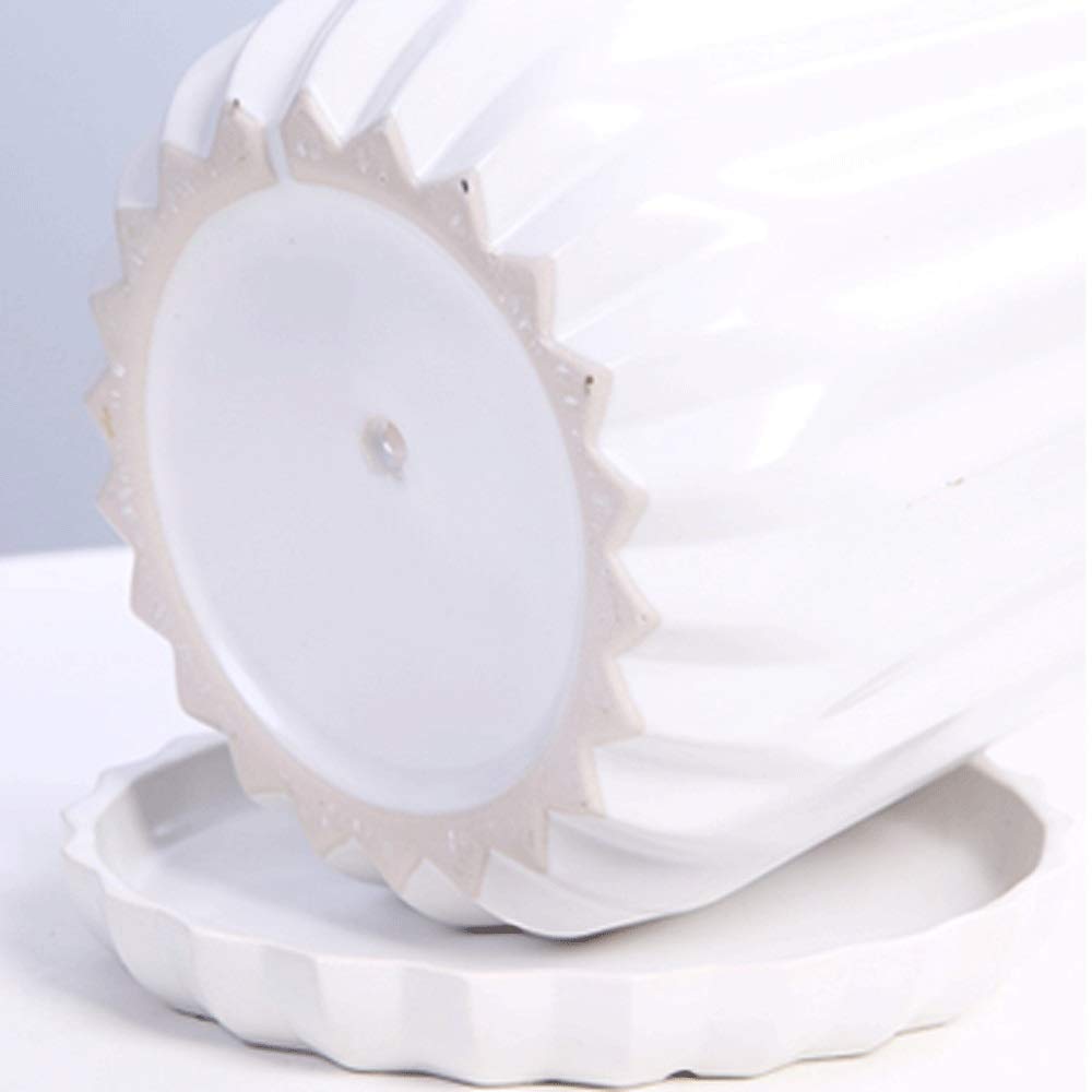 Doniczka do kwiatów do wnętrz w stylu serii, zielona rzodkiewka, doniczka z tacką ceramiczną, 3 rozmiary, doniczka na sukulenty i kaktusy, ciekawa dekoracja biurowa (szara, 14,5 cm x 17,2 cm
