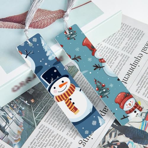 Marque-pages à pompons Noël bonhomme de neige, idée cadeau - 4