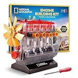 National Geographic 4-Cylinder Engine Building Kit – 175+ Piece Working Model with Moving Parts, Clear Visible Engine Model, STEM Building Toy with Tools & Learning Guide for Kids