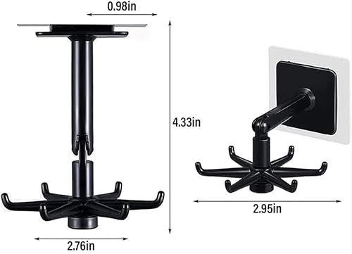 Miniatura 2 de Colgador de utensilios de cocina con 6 ganchos, gancho organizador para debajo del gabinete para cocina y baño, giratorio de 360, ahorro de espacio,