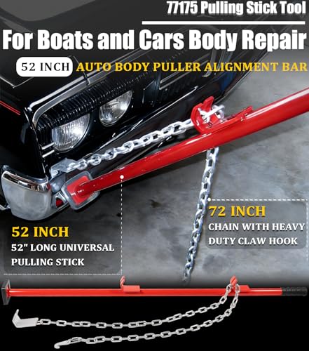 Image of Camoo 𝙐𝙥𝙜𝙧𝙖𝙙𝙚𝙙 77175 Pulling Stick Tool for Boat Car Repair (52 inch Long), Auto Body Puller Alignment Bar & 72 inch Chain for Aligning Bumpers, Panels, Hoods, Decks and Brackets Pull Stick XL