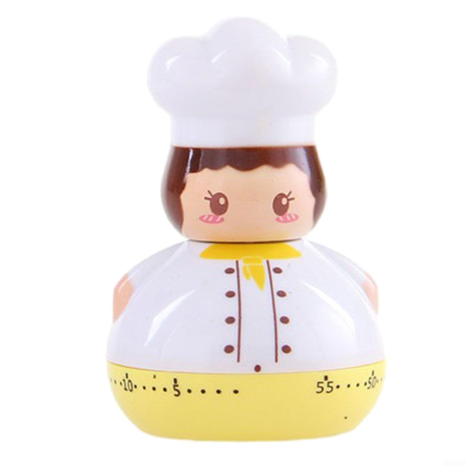 Kitchen Cooking Baking Timer, Cute Chef Shape, Easy Time Management, 60 Mins Countdown (Yellow)