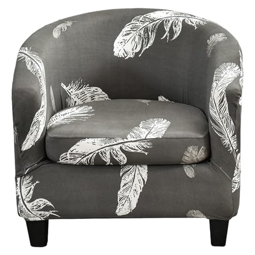 Byforphye Club Chair Slipcover, 2-Piece Design Tub Chair Cover with Cushion Cover Stretch Armchair Covers Soft Round Barrel Chair Covers for Bar Counter Club Living Room (Printed # 03)