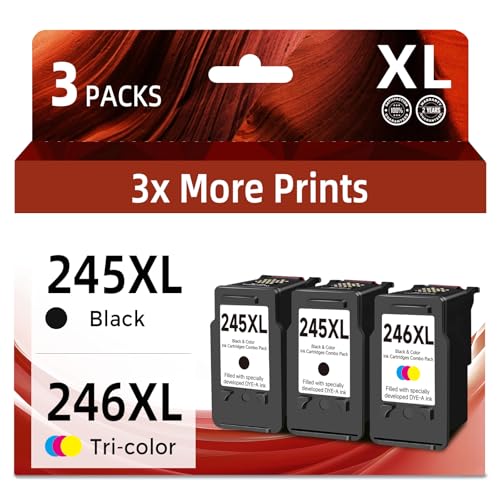 Image of Skyink Compatible 245XL 246XL Ink Cartridge Replacement for Canon 245 246 (Black Color 3-Pack) PG 245 CL 246 XL for MX490 TR4520 TS3322 TR4522 TR4500 TS3122 MX492 MG2522 TS3100 TS3320 MG2500 Printer
