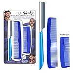 Pocket Beard and Mustache Grooming Comb for Men - Travel-Friendly Shaping Tool with Stainless Steel Straightener for Trimming and Edging Goatees and Facial Hair