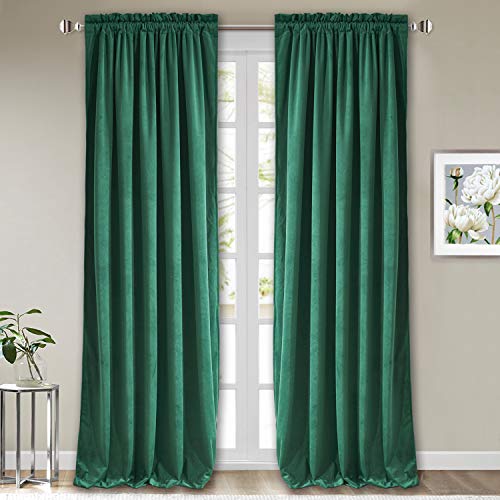 StangH Thick Velvet Curtains Green - Luxury Home Decor Blackout Insulated Velvet Curtain