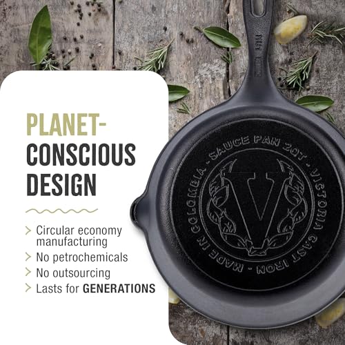 Image of Victoria Cast Iron Saucepan, Cast Iron Melting Pot, Made in Colombia, 2QT (Pack of 3)